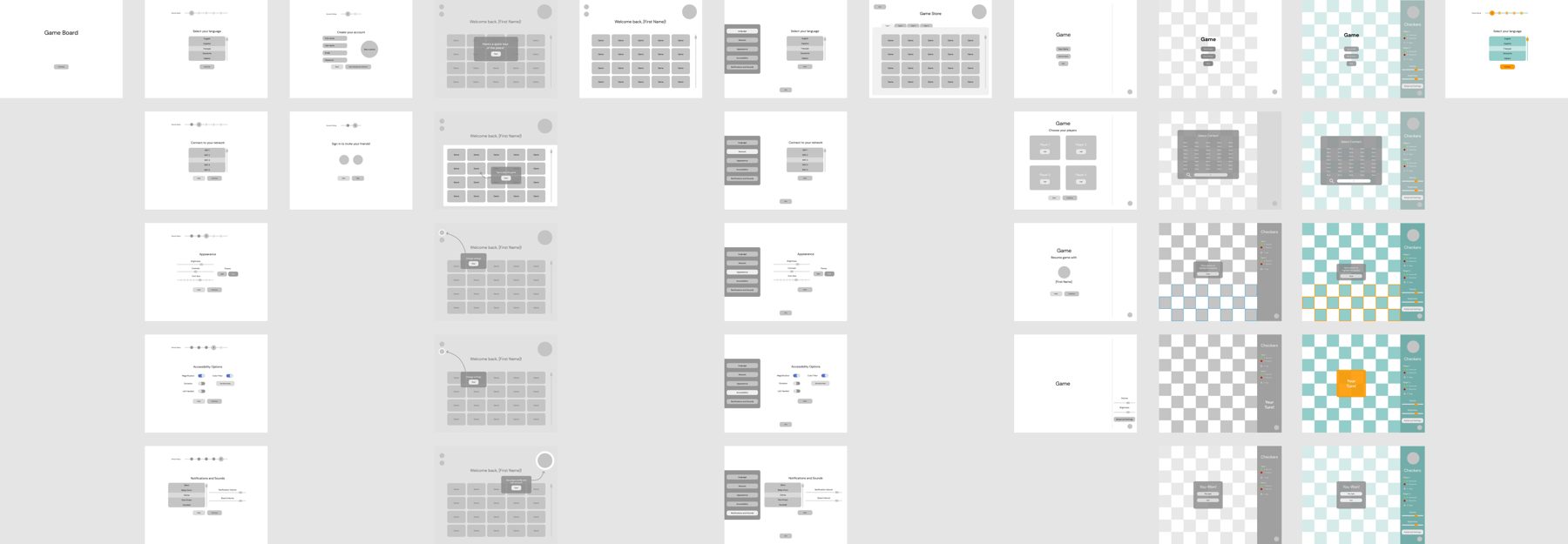 Full wireframe set for the primary display