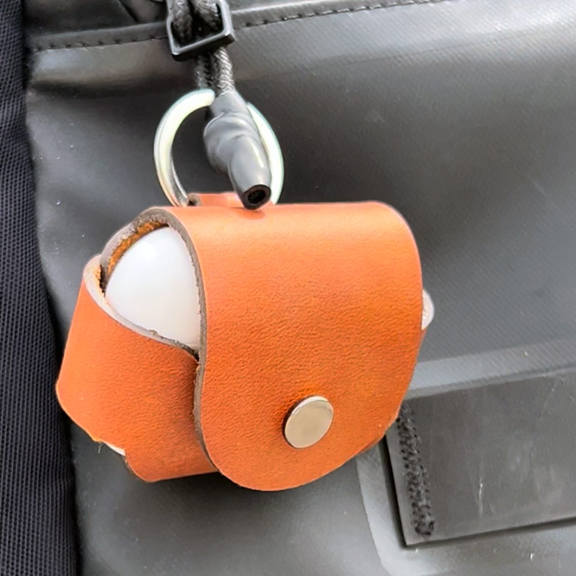 Leather AirPods case with keyring